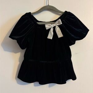 Crewcuts Black Top with Silver Bow